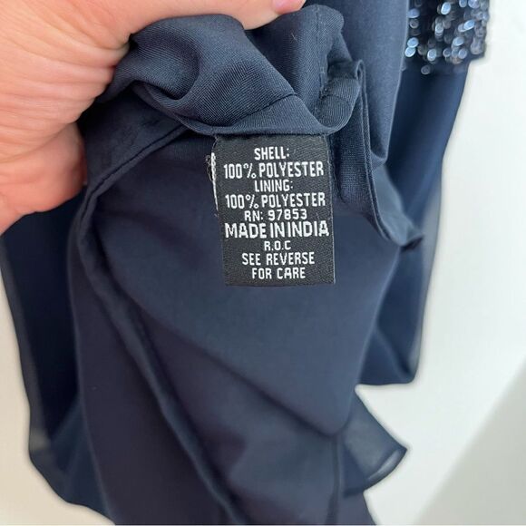 JKARA Navy Sequin Mother of Bride Evening Gown - Picture 12 of 13